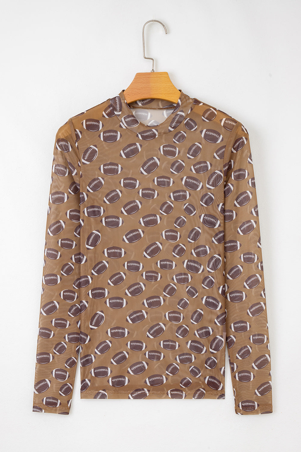 Black Baseball Game Day Sheer Mesh Long Sleeve Top
