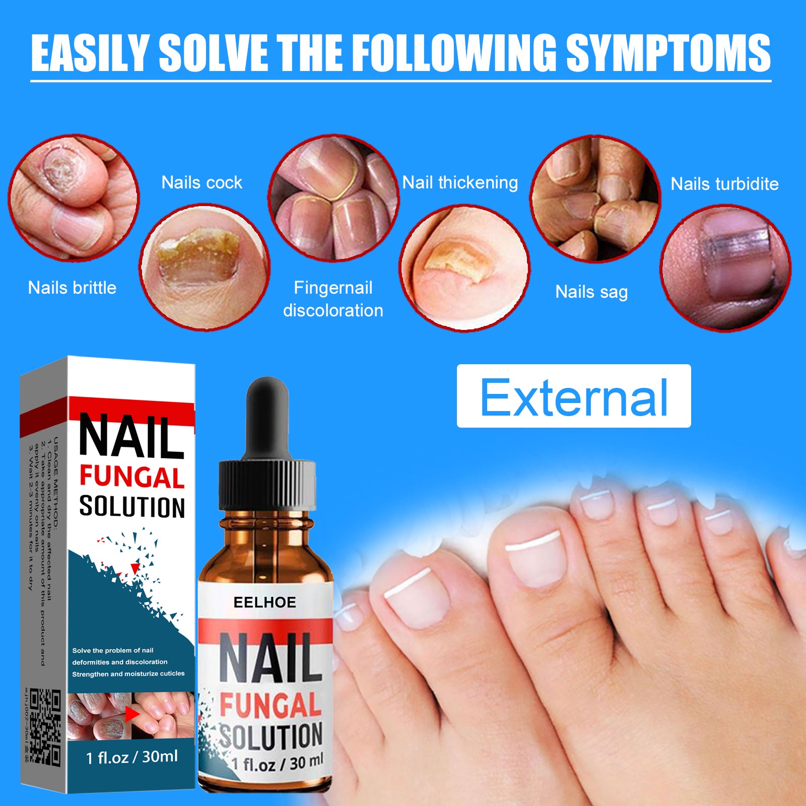 Nail Repair Solution, Hand And Foot Gray Nail Care Repair Gray Nail Solution Thickening Soft Nails