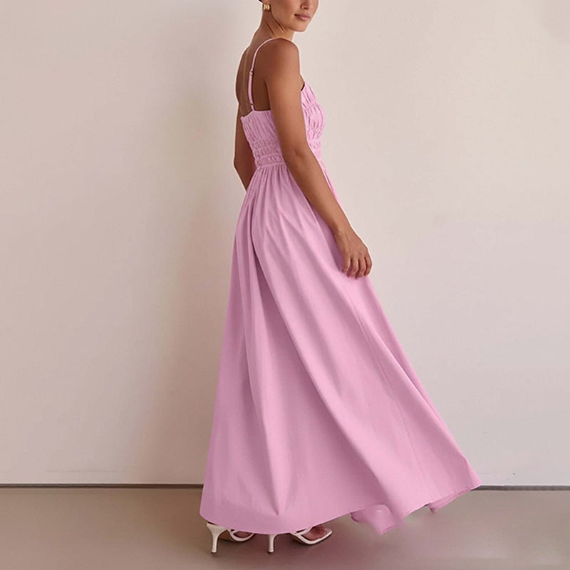 Elegant Solid-color Casual Fashionable Slip Dress With A Fitted Waist