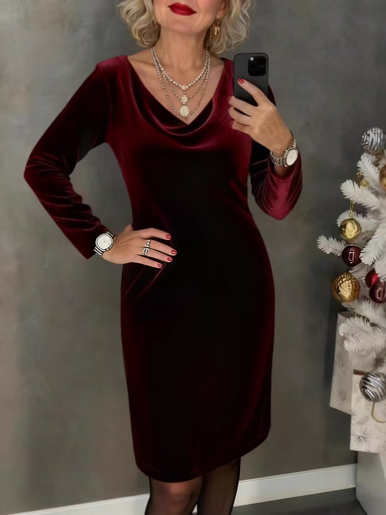 Stylish Minimalist Slim Fit Womens Long Sleeve Dress