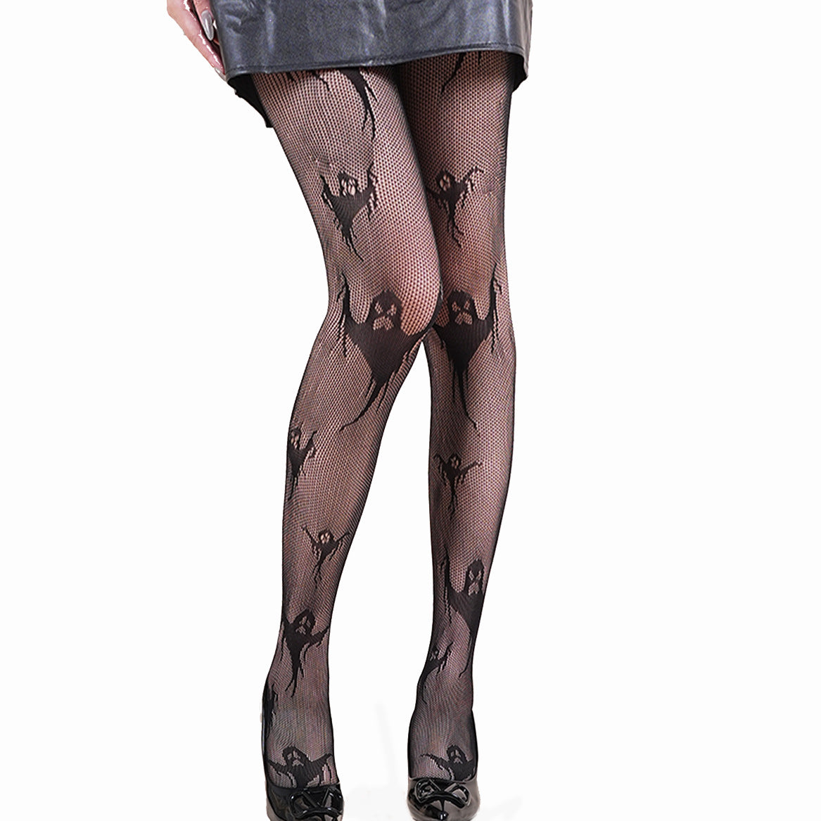 Halloween Spider Web Leopard Print Fishnet Stockings Women