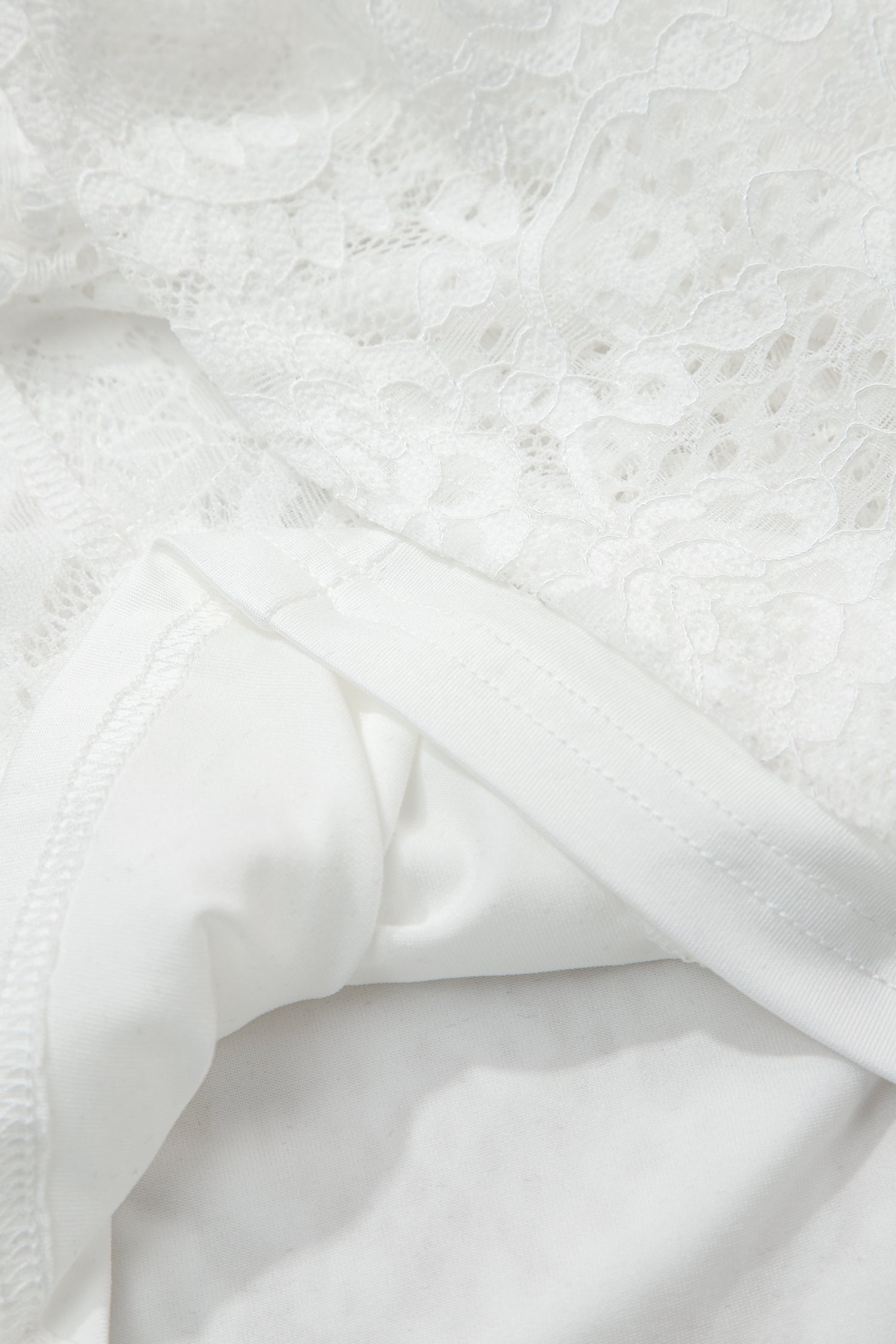 White Tie Spaghetti Straps Floral Lace Overlay Long Dress