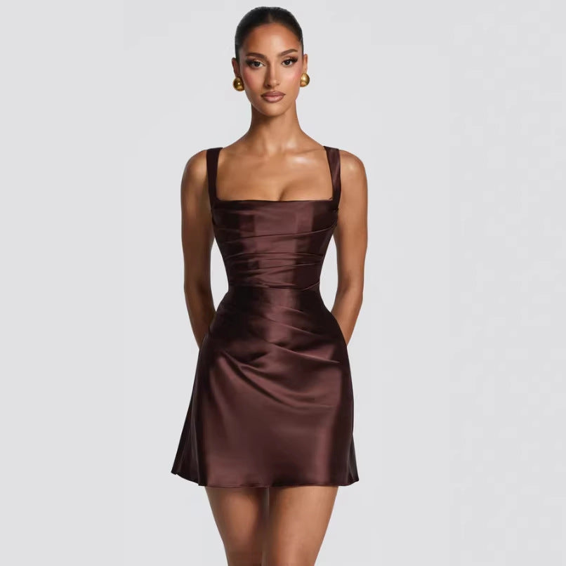 Elegant Form-fitting Slip Dress In A Solid Color