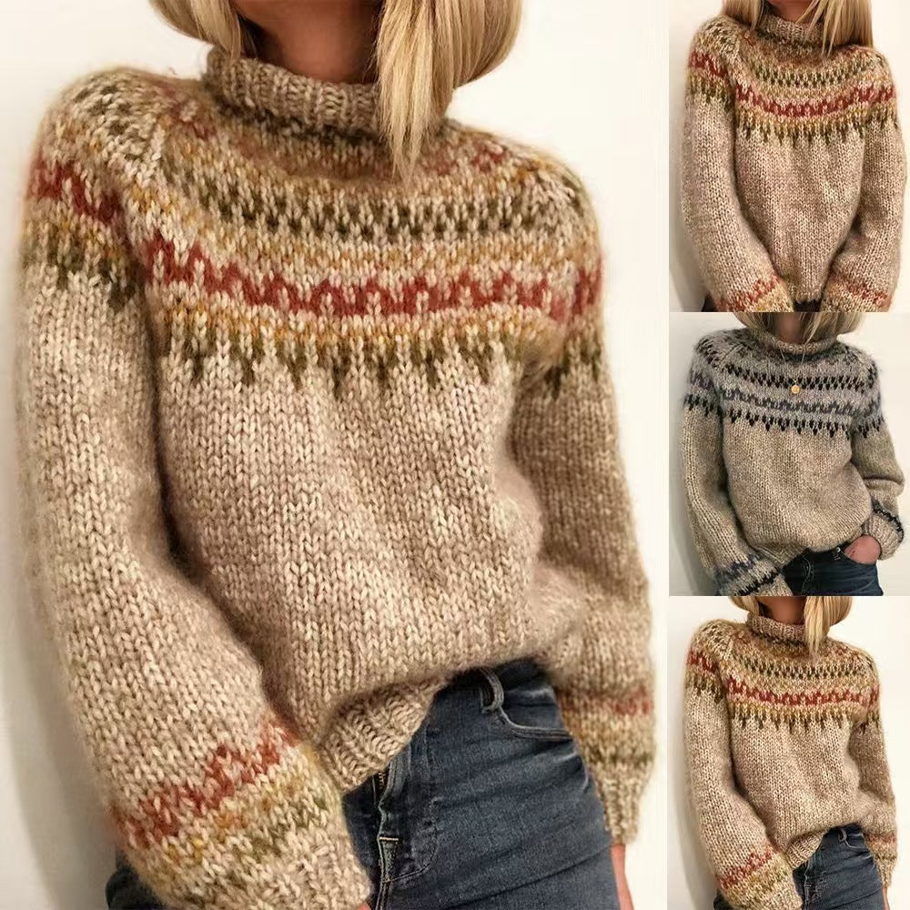 Turtleneck Loose Multicolor Fashion Pullover Sweater
