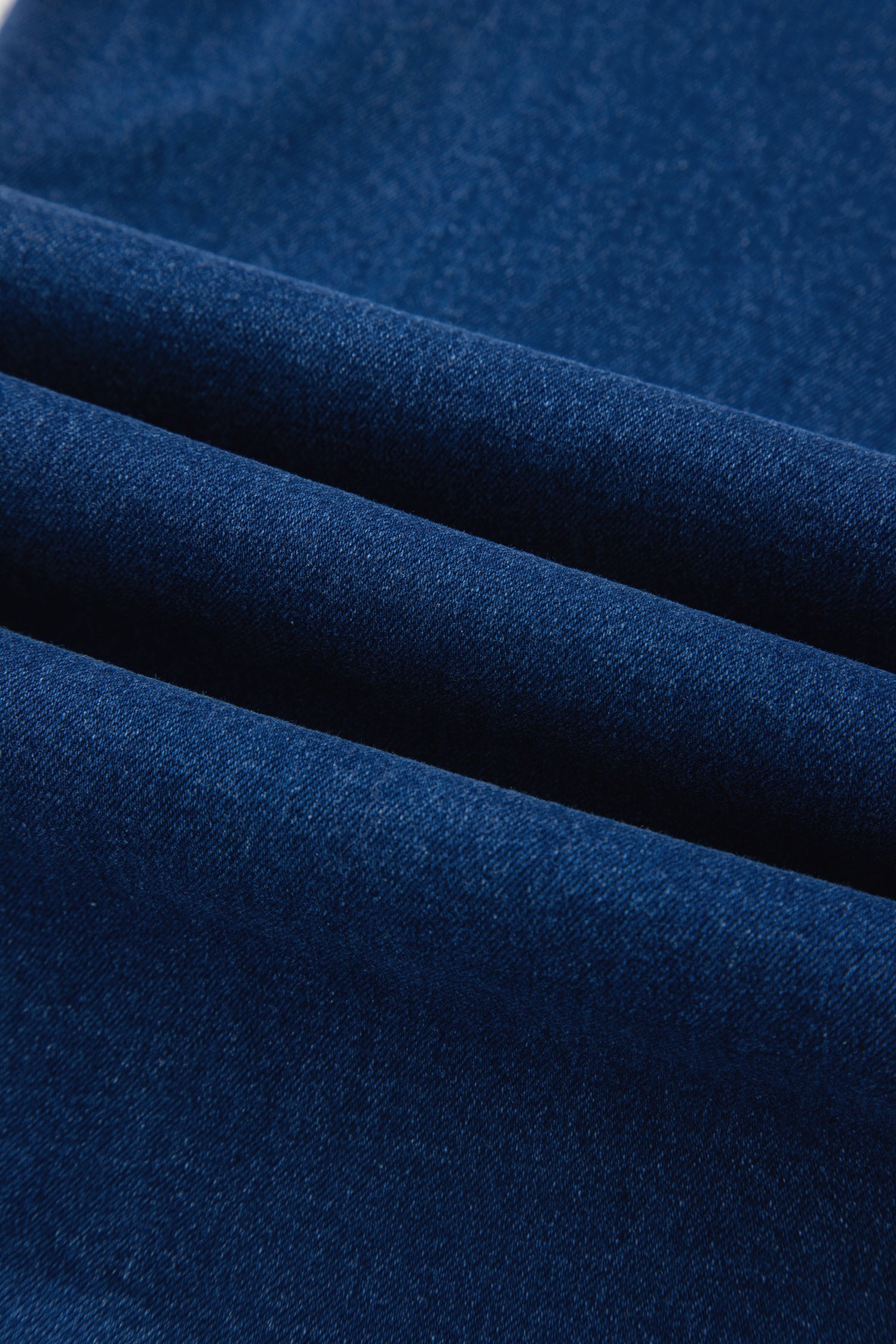 Sail Blue Hardware Decor Patched Pockets Wide Leg Denim Pants