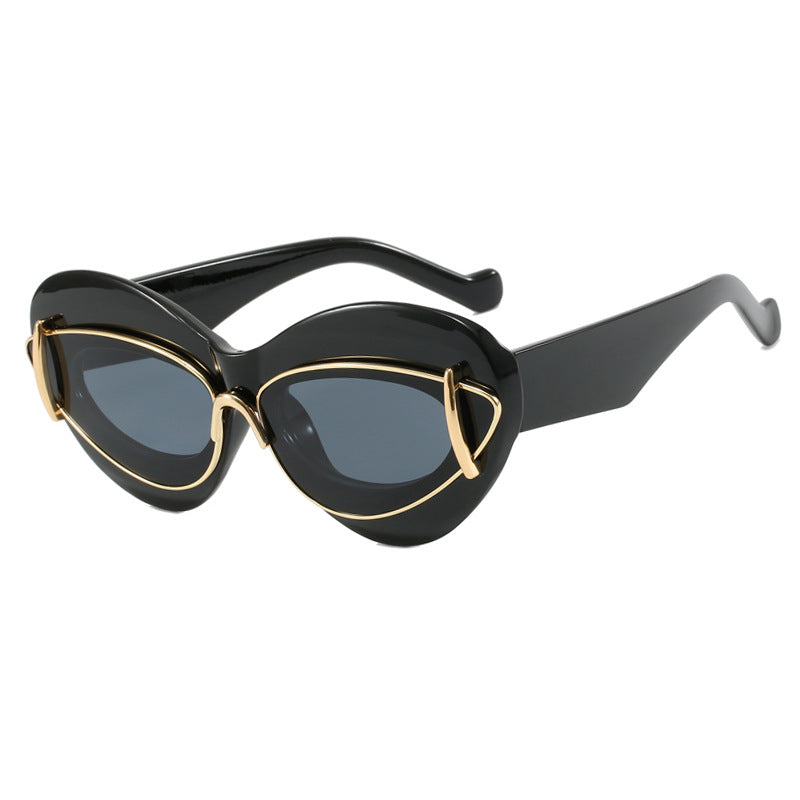 Exaggerated personality, cat eye sunglasses, new fashionable sunglasses, Instagram, internet celebrity, hip-hop sunglasses for women