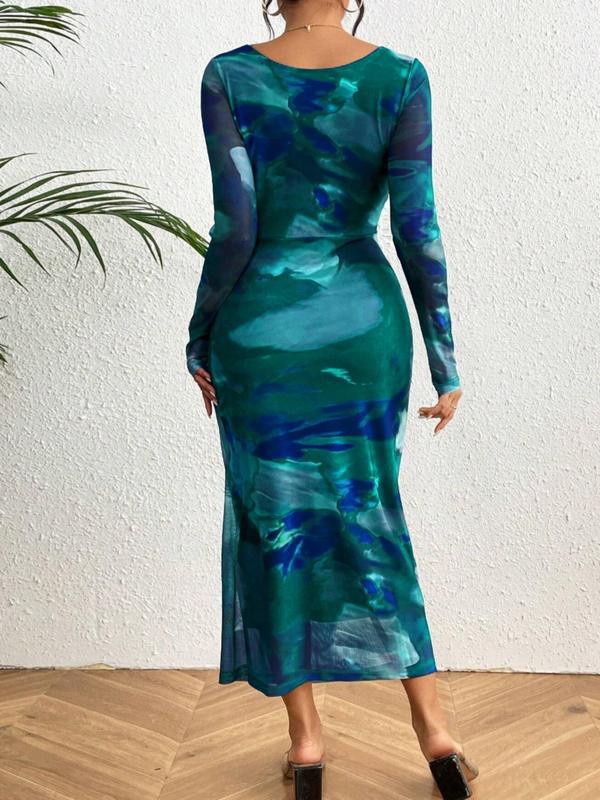 Womens Tie-Dye Printed Fashion Dress