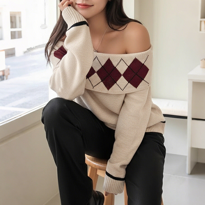 Sexy And Elegant Off-the-shoulder Loose Sweater