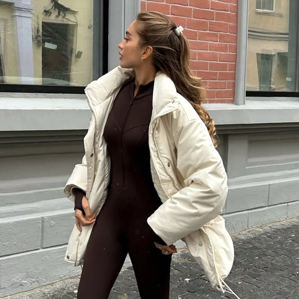 Slim-fit Cottonpadded Drawstring Waisttight Jacket Women's Quilted Cotton Coat