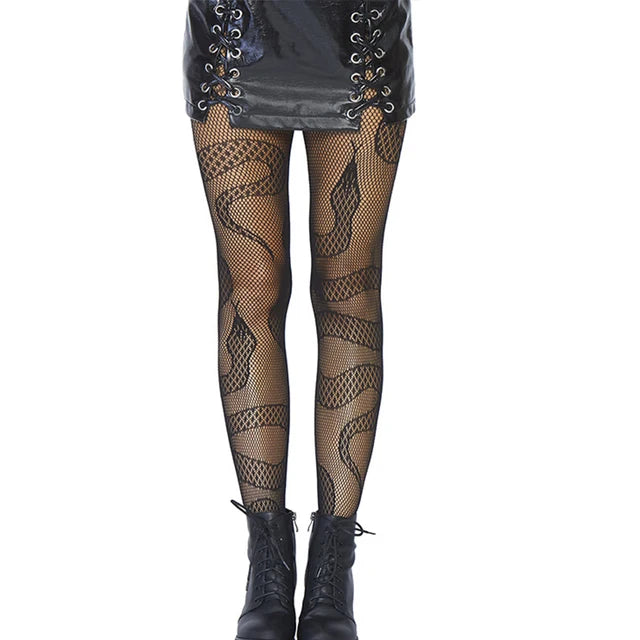 fashionable and sexy snake shaped fishing net socks punk style Halloween pantyhose horror snake shaped pantyhose