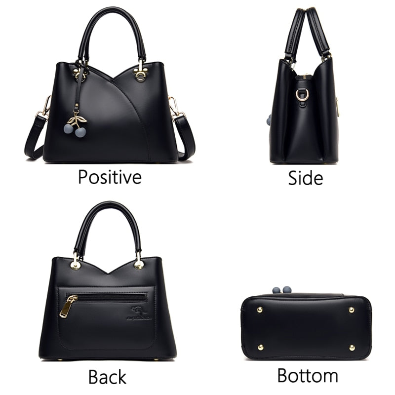 New PU Leather Messenger Bag Ladies Brand Stitching Designer Bag Large Capacity Handbag Exquisite Pendant Shoulder Bag