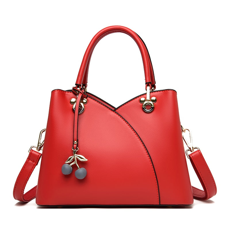 New PU Leather Messenger Bag Ladies Brand Stitching Designer Bag Large Capacity Handbag Exquisite Pendant Shoulder Bag