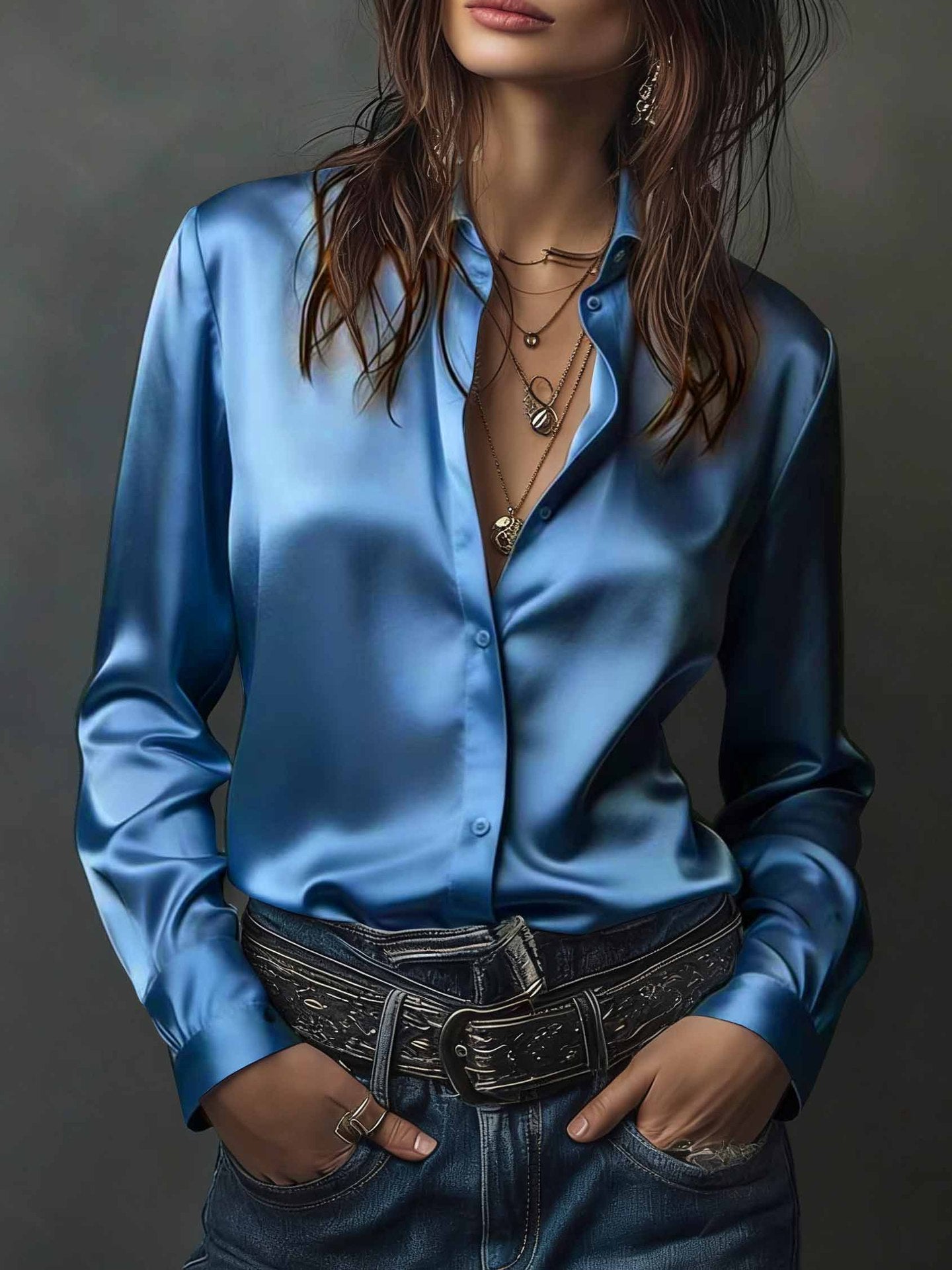 Women's Western-style Resort Casual Satin Best-selling Shirt