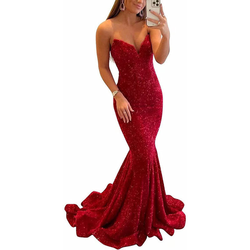 Sequin Evening Dresses For Women Formal Long Prom Party Gowns