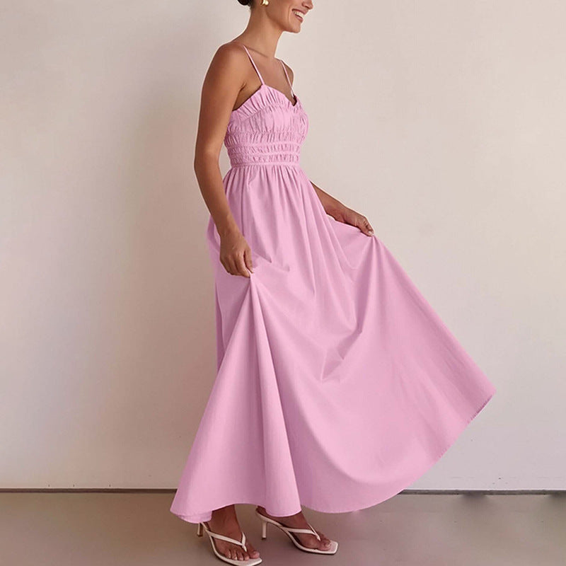 Elegant Solid-color Casual Fashionable Slip Dress With A Fitted Waist