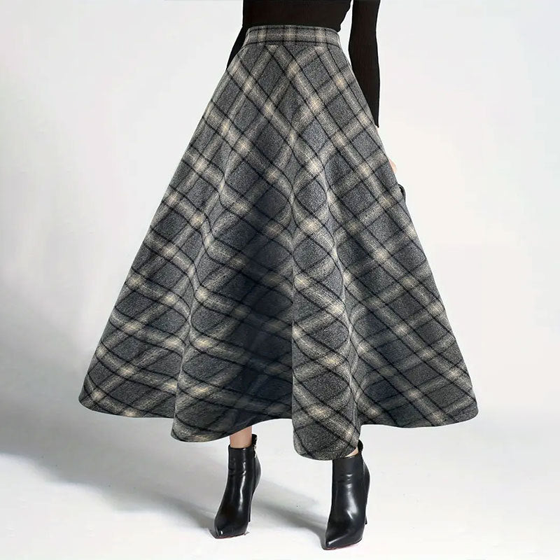 Women's Plaid Wool Wool Blend Skirt