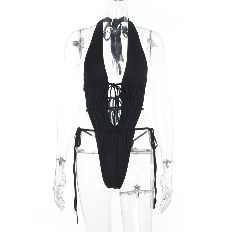 Pure Want Lace-up Slimming Back Jumpsuit