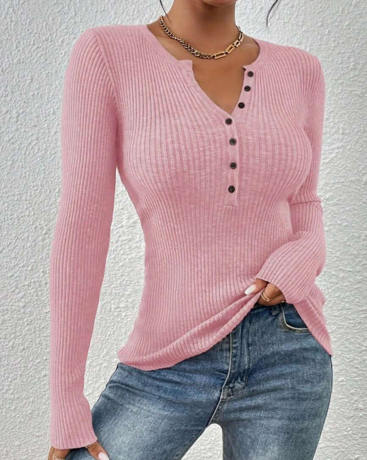Women's Front-button Ribbed Knit Sweater