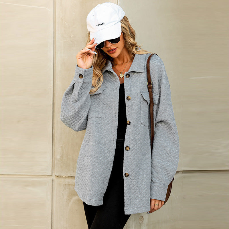 Retro Loose Slim Fit Plaid Long-sleeved Coat For Women