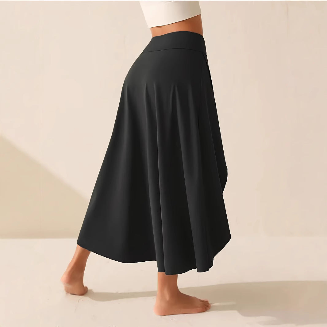 Womens Solid-Color High-Waisted Side-Slit Skirt