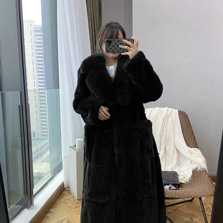 Imitation fur coat women's mid length coat