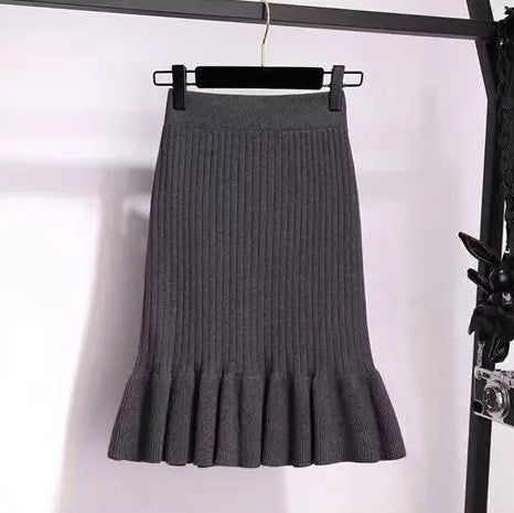 Ruffled High Waisted Flattering Mermaid Skirt