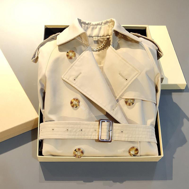 Front Shoulder Coat British Double Breasted Trench Coat