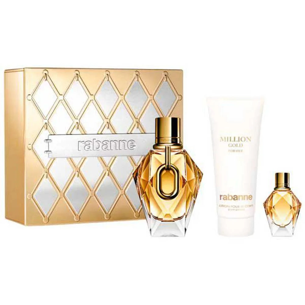 Paco Rabanne P Rabanne Million Gold For Her Eau De Parfum Recargable 90Ml Lotion Pour Le Corps Loción Corporal 100Ml Eau De Parfum 10Ml - PACO RABANNE