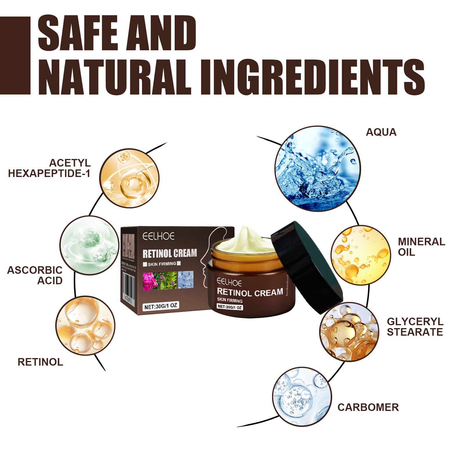 Retinol Cream, Anti-Aging Firming Brightening Moisturizing Facial Skin Care Cream