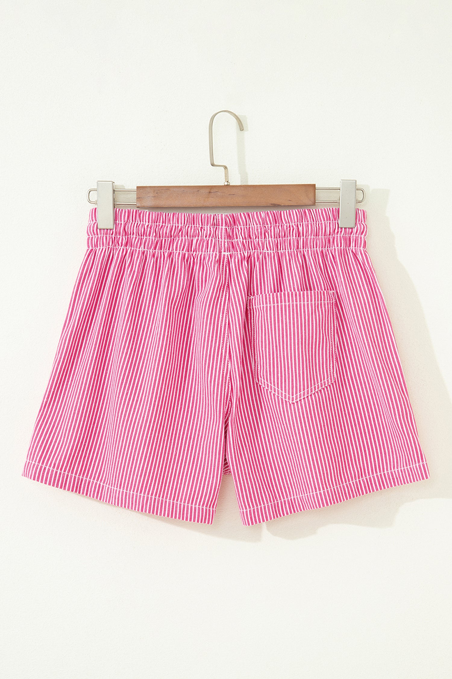 Blue Stripe Drawstring Elastic Waist Casual Denim Shorts
