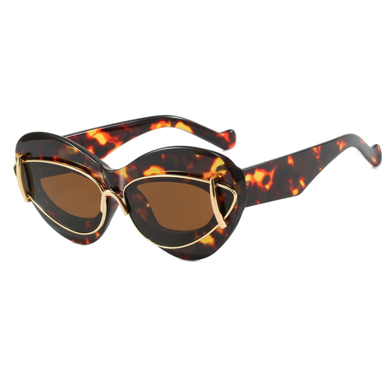 Exaggerated personality, cat eye sunglasses, new fashionable sunglasses, Instagram, internet celebrity, hip-hop sunglasses for women