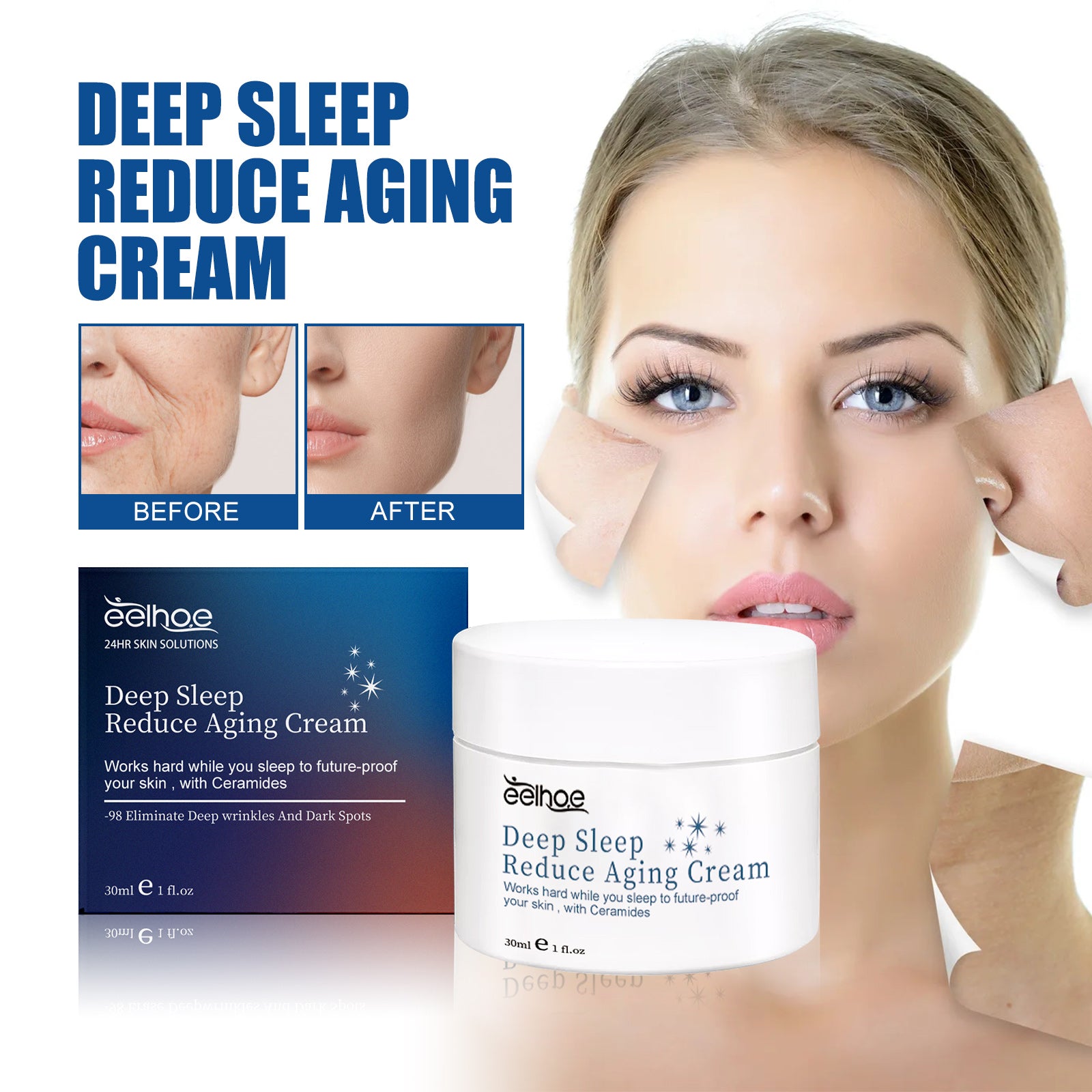 Deep Sleep Reduce Aging Cream, Firming Light Lines Brightening Skin Tone Moisturizing Skin Care Sleep Cream