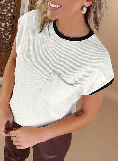 Slim Fit Casual Breathable Versatile Women's Knitted Short Sleeve
