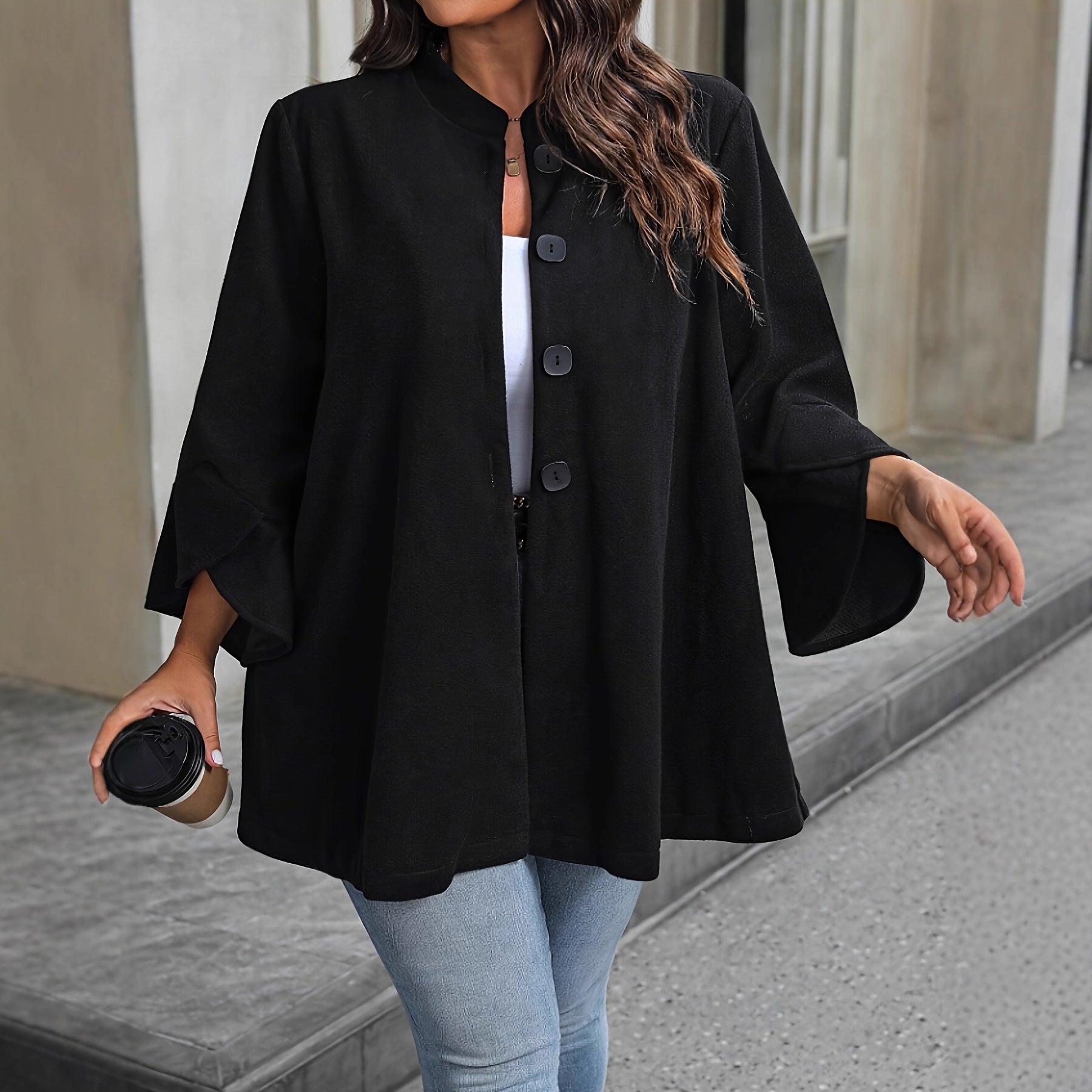 Women's Casual High Neck Long Wool Coat