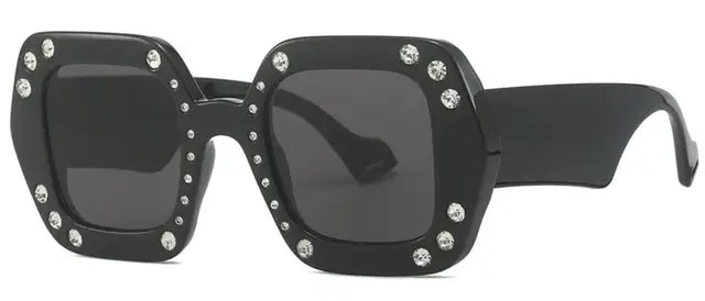 Fashion Square Luxury Sunglasses Women Men Retro Brand Designer Diamond Inlay Sun Glasses Male Trend Big Frame Traveling Goggles