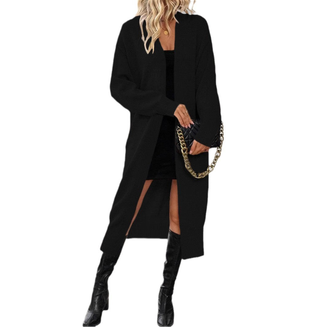 Long Knitted Sweater Cardigan Outer Coat For Women