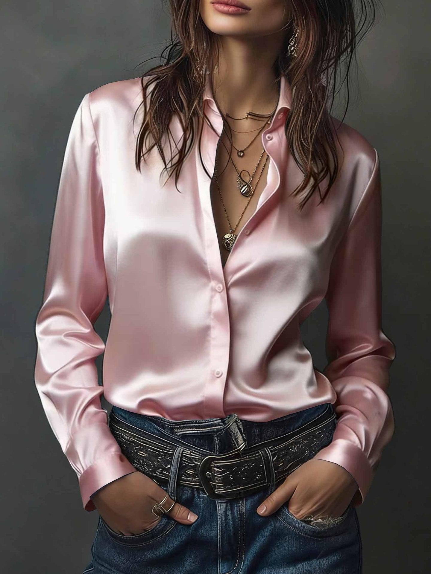 Women's Western-style Resort Casual Satin Best-selling Shirt