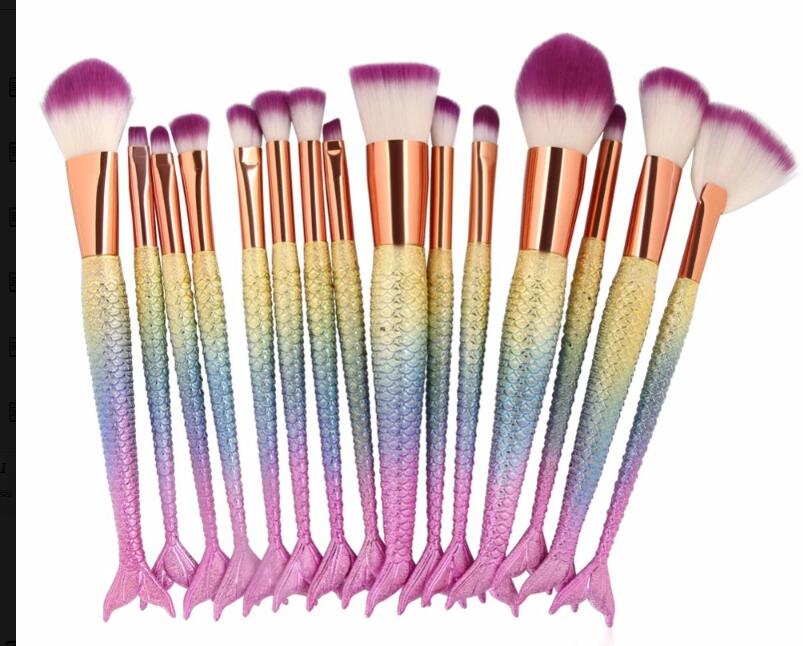 Juego de brochas de maquillaje de sirena grande, 10 Uds., mezcla de bases en polvo, sombra de ojos, corrector de contorno, colorete, herramienta de maquillaje de belleza cosmética
