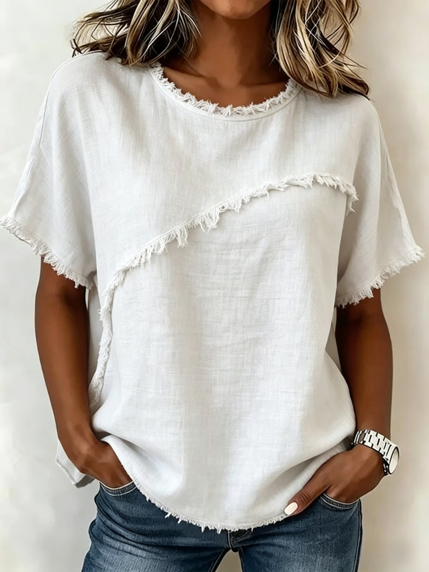 Women's Round-Neck Casual Loose Short-Sleeve Top