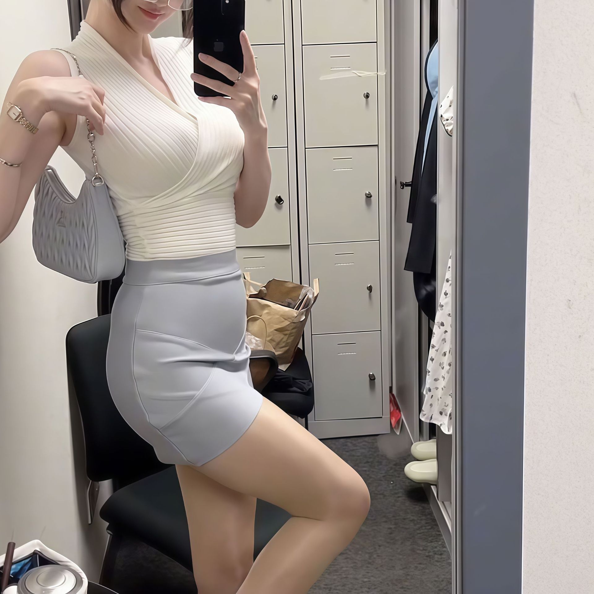 Knitte Sexy Korean-style Figure-hugging High-stretch Bandage Bodycon Skirt