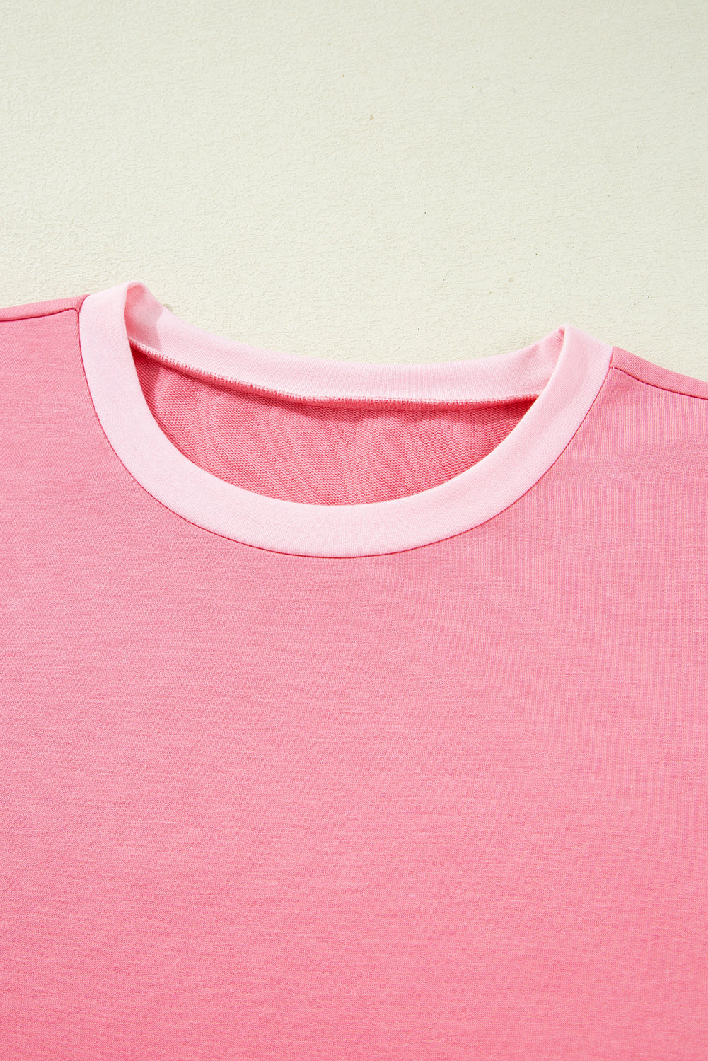 Peach Blossom Two Tones Patchwork Half Sleeve Plus Size T Shirt