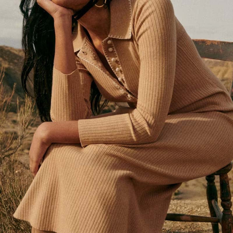 Women's Lapel Single Breasted Split Slim Fit Slim-fit Sheath Dress