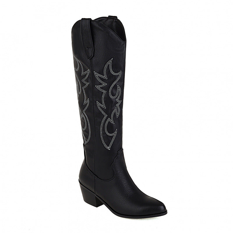 Western Cowboy Embroidered High-Heel Boots