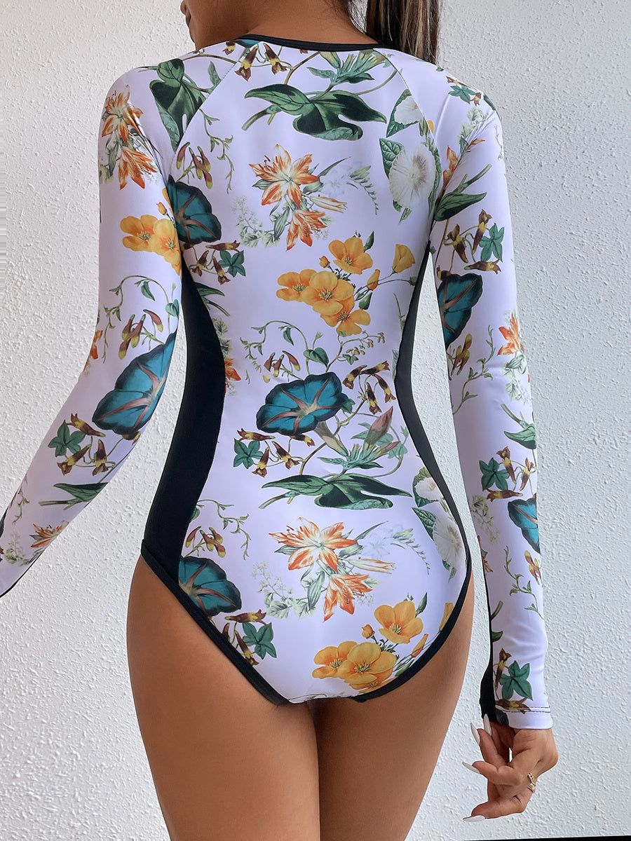 Women's New Surf Sunscreen Printed One Piece Swimsuit