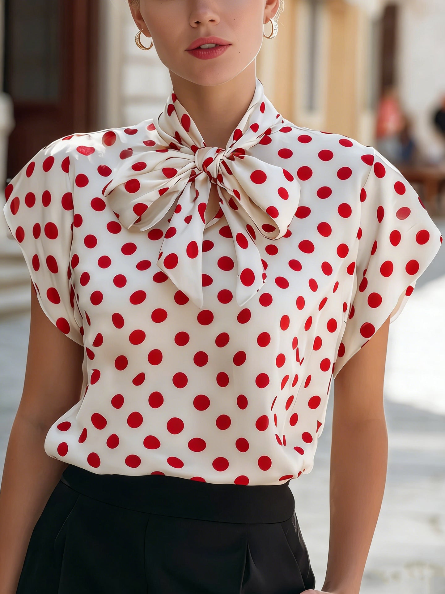 New Style Bow-Knot Collar Elegant Commuter All-Match Shirt For Women