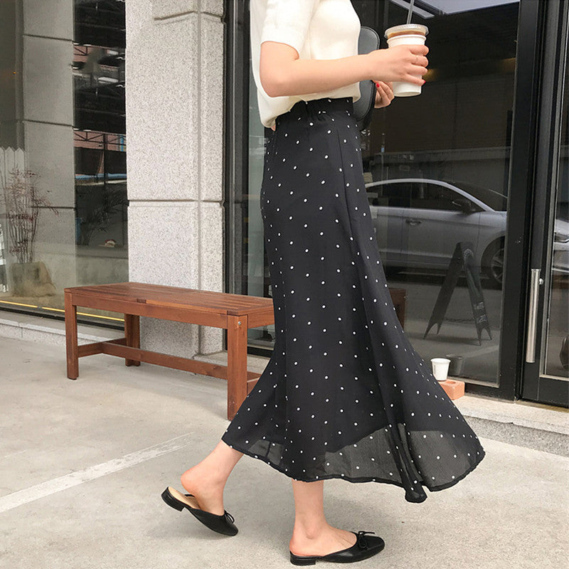 Hong Kong Style Student Temperament Bag Hip Midi Skirt