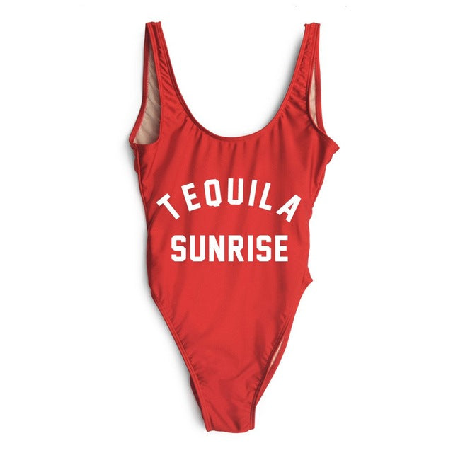 TEQUILA SUNRISE New Sexy Swimwear Women Female Bathing Suit Monokini Beach Backless Bikini Swim Wear