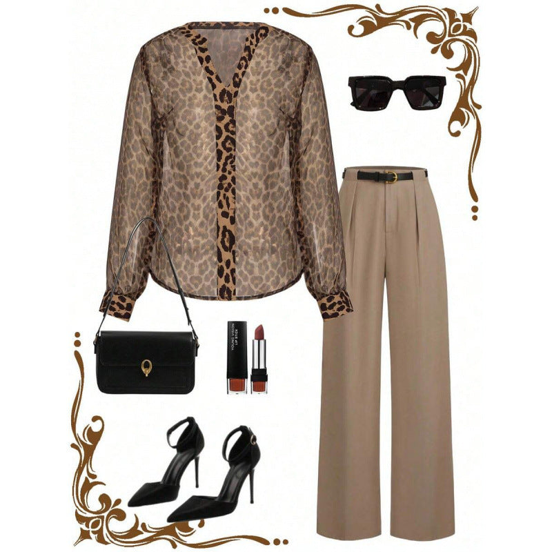 Color Matching Slit Collar Long Sleeve Elegant Workplace Suit