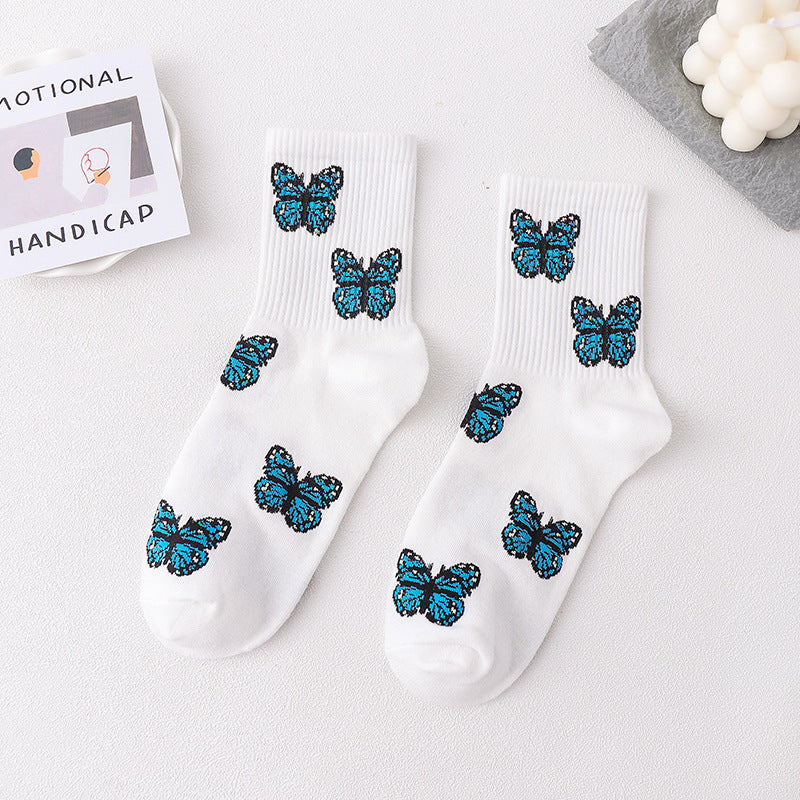 Butterfly Socks Women's Mid-calf Length Autumn And Winter