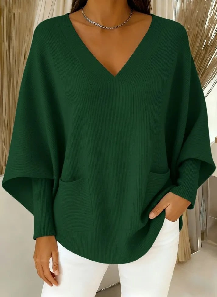 Relaxed Laid-back Soft And Cozy Womens Casual Solid-color V-neck Sweater